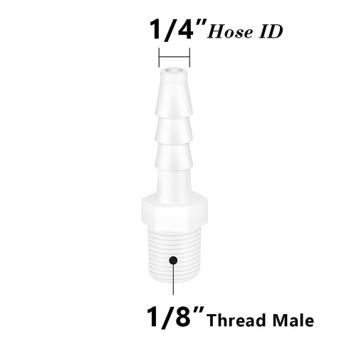 Quickun 1/4" Barb to 1/8" Male Thread White Adapter Union Fitting (Pack of 5)