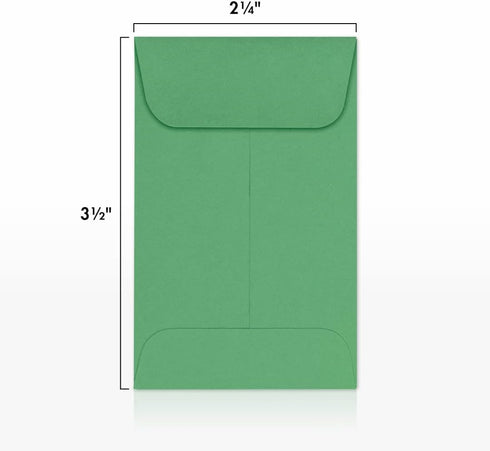 LUXPaper Coin Envelopes, 2 1/4" x 3 1/2", Holiday Green, 80lb Text, 50 Qty