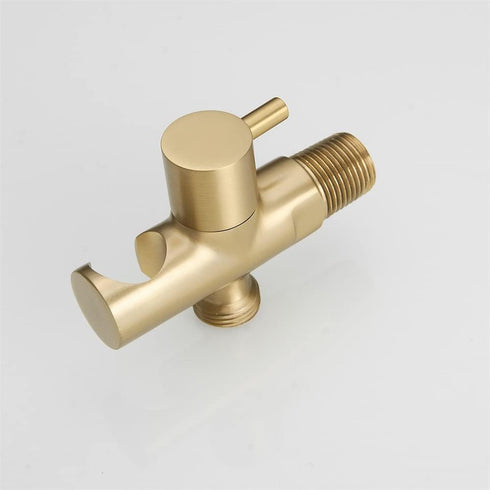 Hand Held Shower Holder with Hose Connector, Shower Head Shut Off Valve, Wall Mount, Brushed Gold