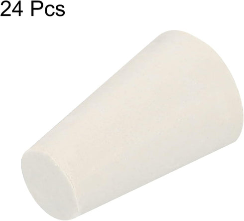 MECCANIXITY 24 Pieces Rubber Tapered Plug 8mm to 13mm Solid Test Tubes Bungs Stopper White for Lab Home