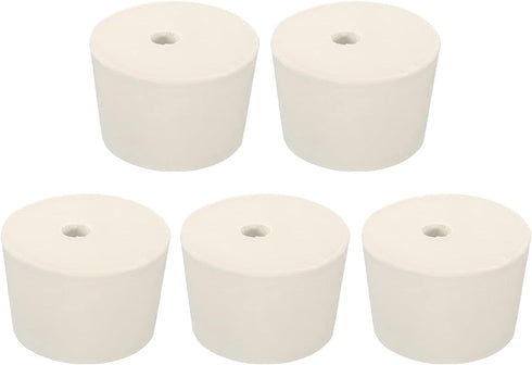 MECCANIXITY Rubber Tapered Plug, 43mm to 50mm with Hole Test Tubes Bungs Stopper White for Lab Home, 5 Pieces