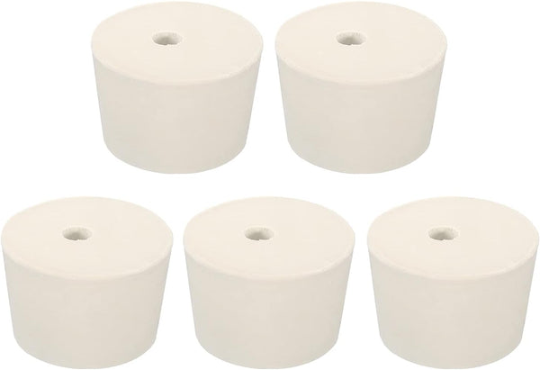 MECCANIXITY Rubber Tapered Plug, 43mm to 50mm with Hole Test Tubes Bungs Stopper White for Lab Home, 5 Pieces