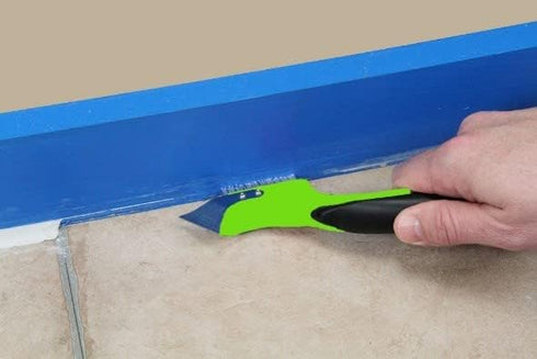 Warner Manufacturing 3-in-1 Caulk Tool, Easy Removal and Application Scraper, Brush and Applicator, Green