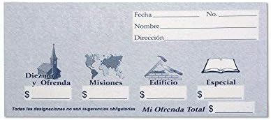 Sobres de Diezmos y Ofrendas para Iglesias, Diseño Simple y Azul, Designaciones Misiones, Edificio, y Especial (125,
