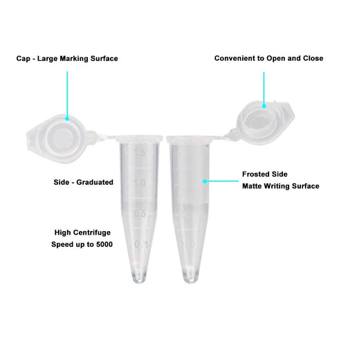 500pcs 1.5ml Conical Centrifuge Tubes Microcentrifuge Tube Plastic Test Vials with Lids Plastic Sample Small Bottle Vial Storage Container Test Tube Micro Centrifuge Tube with Snap Cap