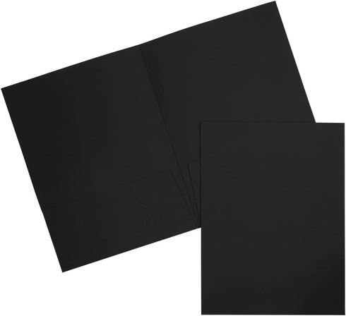 JAM PAPER Two Pocket Textured Linen Presentation Folders - Letter Size Business Folder - Black - 6/Pack