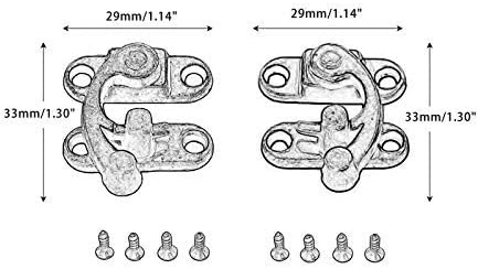 Yetaha 2PCS Antique Box Hasp Latch - Decorative Horn Lock Silver Hook Buckle Clasp Small Hardware for Wooden Jewelry