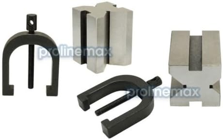 1-5/8'' x 1-1/4'' x 1-1/4'' Precision V Blocks & Clamp Set, Steel Gauge Machinist Tool for Accurate Measurements