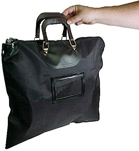BankSupplies HIPAA Locking Courier Bags with Handles & Card Holder, Black, 19W x 15H, Durable Laminated Nylon Fabric