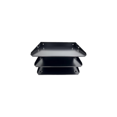 Huron Horizontal 3-Slot File Organizer, Black Steel Commercial Grade for Office