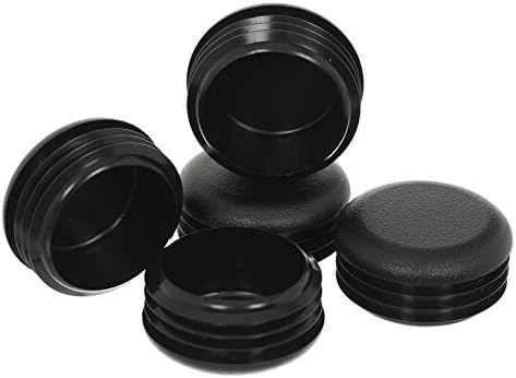 Pack of 8 Round Black Plastic Tubing Plugs, 1 1/8" End Caps for Steel Furniture/Fencing Post