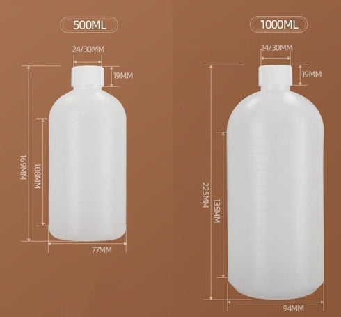 2PCS 1000ml/34oz Empty Plastic Graduated Lab Chemical Container, Reagent Bottle with Inner Plug for Liquid Storage