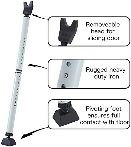2-in-1 Jammer Door Security Bar & Sliding Patio Door Stopper Security Bar Child Proof Adjustable Constructed of High