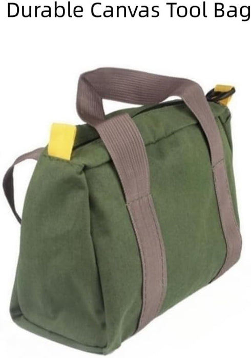 12 Inch Wide Mouth Tool Bag, Heavy Duty Canvas Tool Storage Bag, Large Capacity for Electricians