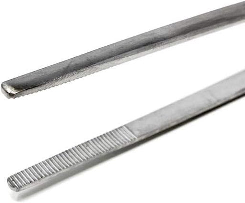 Cynamed Set of 4 Thumb Tweezer Multipurpose Forceps, 12in. Blunt Serrated Tips Stainless Steel