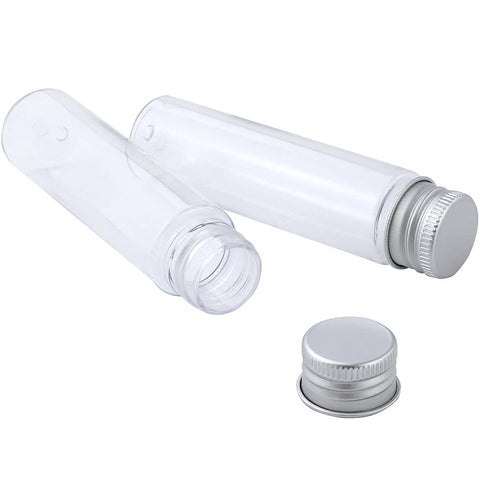 DEPEPE 30pcs 50ml Clear Flat Plastic Test Tubes - with Screw Caps for Candy and Beads Storage