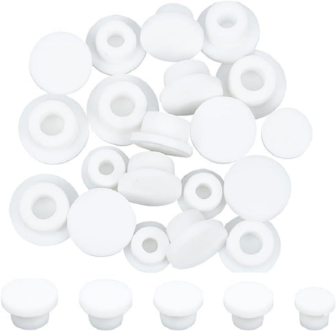 GORGECRAFT 20PCS White Rubber Bottle Stopper, Reusable Replacement Silicone Plug for 15mm to 20mm Bottles