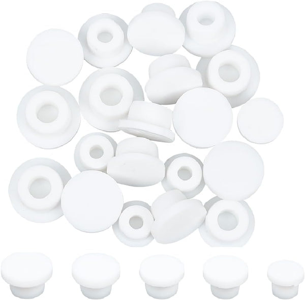 GORGECRAFT 20PCS White Rubber Bottle Stopper, Reusable Replacement Silicone Plug for 15mm to 20mm Bottles