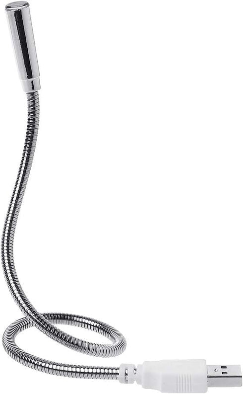 Silver USB Flexible Light, Gooseneck LED Glowing Lamp, Adjustable for Laptop, Studying, Office, Writing, Reading