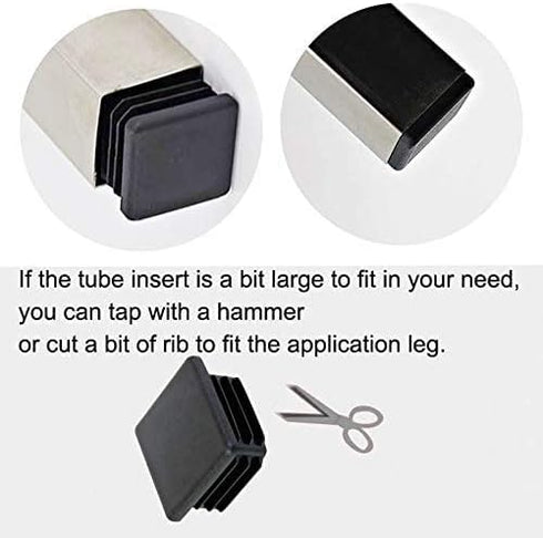 8 Pack 1 1/4 Inch Square Black Plastic Plug - Tubing End Cap, Glide Insert Furniture Finishing Plug for Square Metal