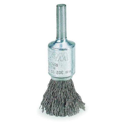 Weiler 10014 Crimped Wire End Brush, 1/2", .0104" Stainless Steel Fill, Made in the USA