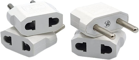European Travel Plug Adapter, USA to European Plug Adapters for Germany, France, Iceland, Spain, Greece, 4-Pack White