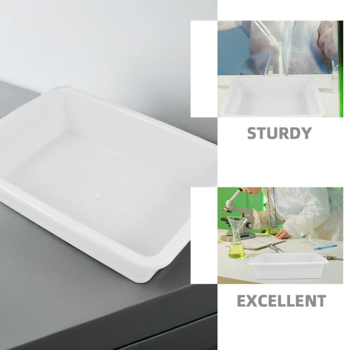2pcs 9.2"x6.9"x2.7" ULTECHNOVO Deep Plastic Lab Tray, Acid & Alkali Resistant Spill Containment Trays, White Square