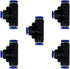 5 Pcs Pneumatic T Shaped 3 Way Tube Reducer Connector, 1/8" Quick Push to Connect Tee Fitting