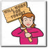 3dRose 12 Inch Funny Humorous Woman Girl with A Sign Will Work for Yogurt Ceramic Tile