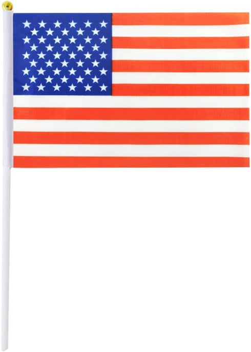 Mini Handheld American Flags on Stick - Small USA Flag for Party Parades Sports Events - 4th of July Decorations
