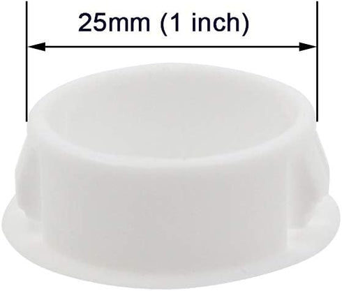 Zorfeter 30 Pcs White Hole Plugs - 25mm (1 inch) Flush Type Plastic Plugs for Furniture and Fencing