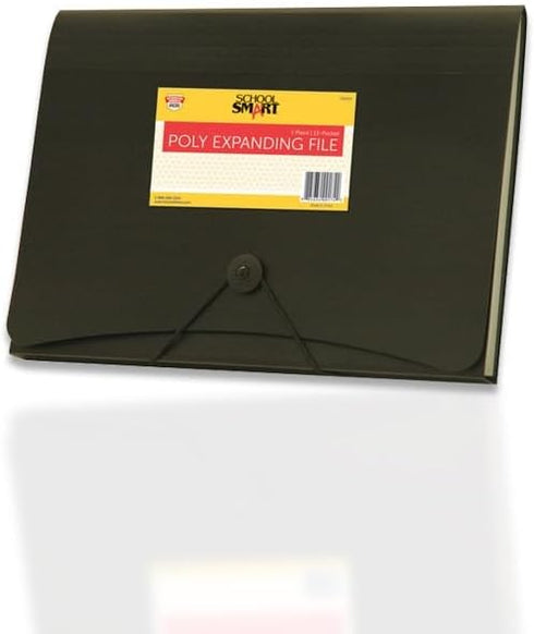 School Smart Poly Expanding Files - 13 Pocket, Black, 85104