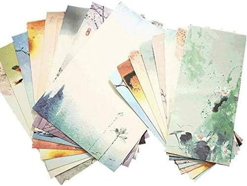 Retro A4 Stationery Paper and Envelopes Set, 32 Sheets Writing Paper and 12 Envelopes, Old Age Printer Paper