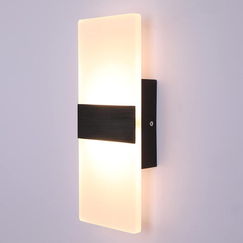 Lightess Modern Wall Sconce Dimmable Sconce Wall Lighting 12W Black Indoor Wall