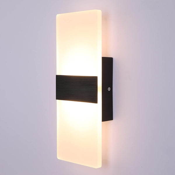Lightess Modern Wall Sconce Dimmable Sconce Wall Lighting 12W Black Indoor Wall
