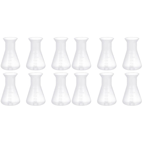 12pcs Flask Bottle Kit, Learning Mouth Supplies, Erlenmeyer Wide Triangular Bottles for Scientific Use