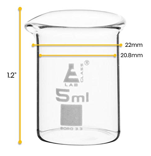 EISCO Beaker, 5ml - Low Form with Spout - Ungraduated - Borosilicate 3.3 Glass