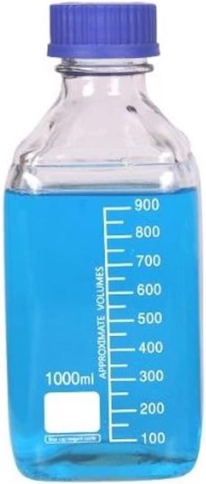 Lab Media Storage Square Bottles Graduated Glass Container GL45 Screw Cap Leakproof Multi-Purpose for Scientific Use |