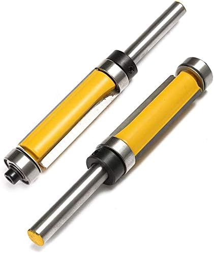 Mesee 2Pcs Top and Bottom Bearing Flush Trim Pattern Router Bit Set, 1/4'' Shank Template Trimming Bits