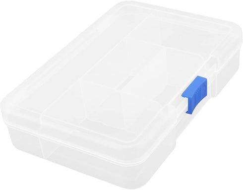 Yinpecly Component Storage Box, 143x100x30mm Plastic Organizer Container with 5 Grids for Electronic Components, Clear