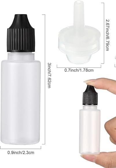 1/2 oz (15ml) LDPE Plastic Thin Tip Dropper Bottles, Small Empty Squeeze Dropper Bottles - Solvents, Essential Oils, Eye drops, Saline, Arts and Crafts -BPA Free -pack of 3 by Caribbean Coastal Delights