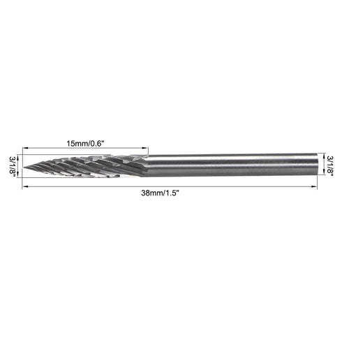 uxcell Tungsten Carbide Rotary Files 1/8" Shank, Double Cut Tree Shape Rotary Burrs Tool 3mm Dia, for Die Grinder Drill Bit Wood Soft Metal Carving Polishing Model Engineering