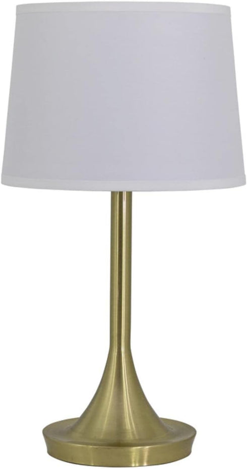 Yosemite Home Decor Bryce 1-Light Table Lamp in Brushed Gold with White Fabric Shade