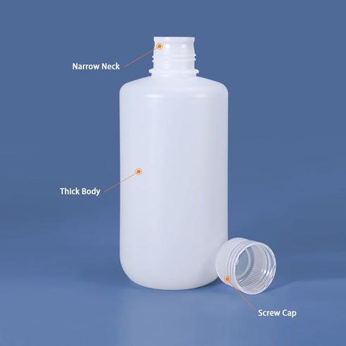 250ml/2 Pcs HDPE Narrow Mouth Round Container, Leak Proof Plastic Lab Chemical Reagent Bottles (Translucence)