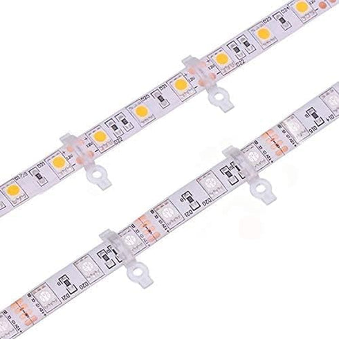 WokHok 100 Pack 10mm IP65 5050 Fixing,100 Strip Light Mounting Bracket,Transparent Fixing Clips for Wide Waterproof LED
