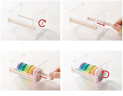 Transparent desktop tape machine tape cutting machine,Mini tape storage box double zigzag office/school/family tape separator (excluding tape)