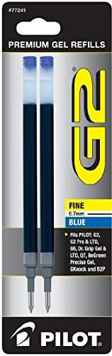 Pilot G2 Gel Ink Refill, 2-Pack for Rolling Ball Pens, Fine, Black, Red, Blue