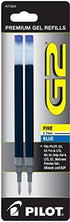 Pilot G2 Gel Ink Refill, 2-Pack for Rolling Ball Pens, Fine, Black, Red, Blue