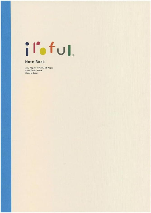 SAKAE????????? iroful Notebook, 8.27" x 5.85", 96 Pages, Unruled, White, 1 Pack (PI-A5NB-MW)