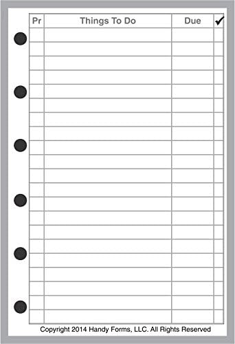 Pocket Size To Do List Planner Insert - Sized and Punched for Pocket Notebook (3.25" x 4.75")
